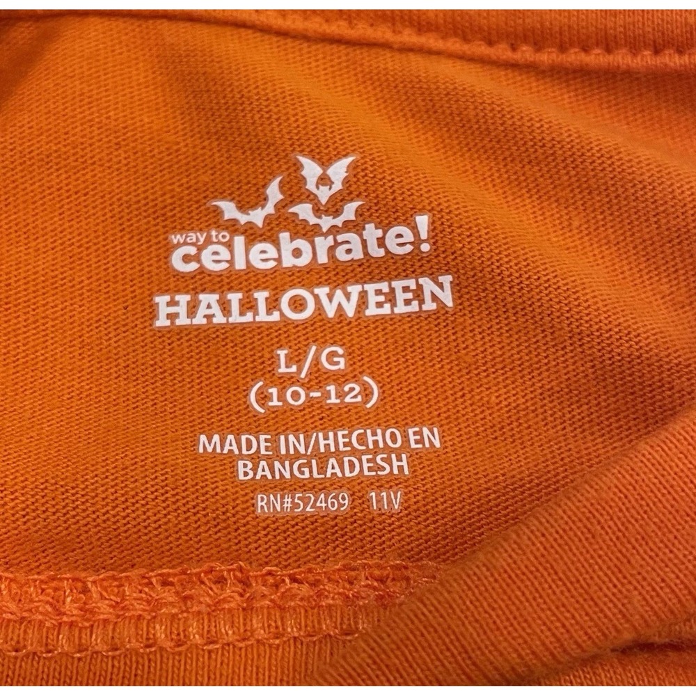 BOGO Girls‎ Tee T-Shirt L Halloween Fall Pumpkin Witch Ghost Orange Long Sleeve - Picture 4 of 7
